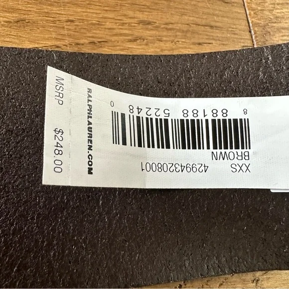 New Polo By Ralph Lauren Wide Brown Leather Belt Solid Brass Buckle XXS - Picture 7 of 11